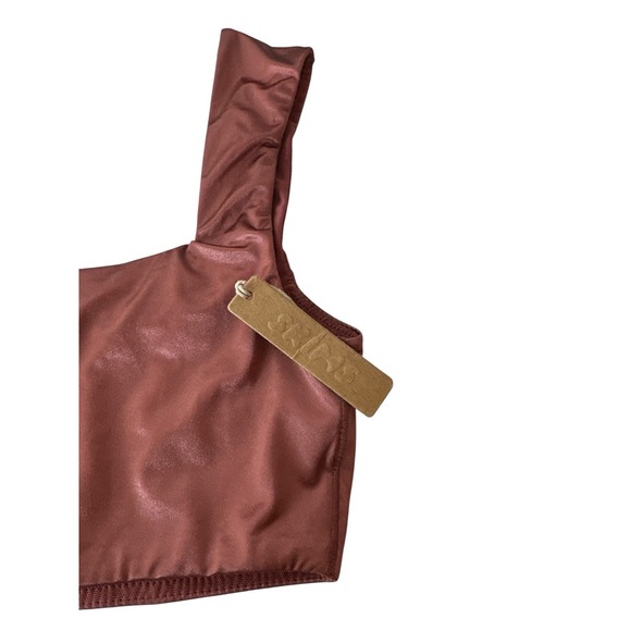 New SKIMS Bralette Top Women's XS Berry Stretch Satin Square Neck Romantic‎ New - Picture 6 of 10